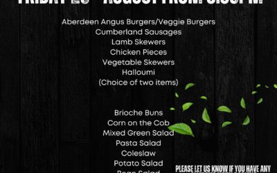 Friday 29th August from 6.30pm BBQ Grill night